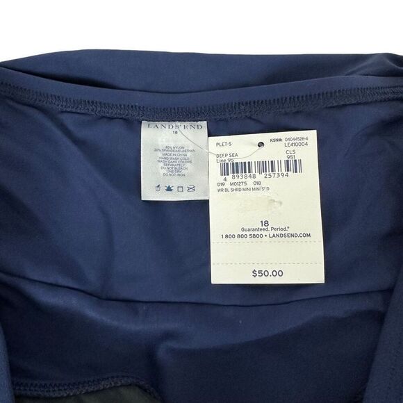 Lands End Deep Sea Blue Shirred Swim Mini Skirt size 18 NEW - Picture 4 of 6
